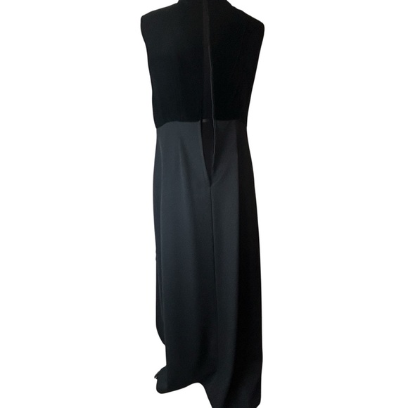 Black Vintage Union Long Full Length Floral Flower Dress Embroidery Velvet 60s - Picture 9 of 16